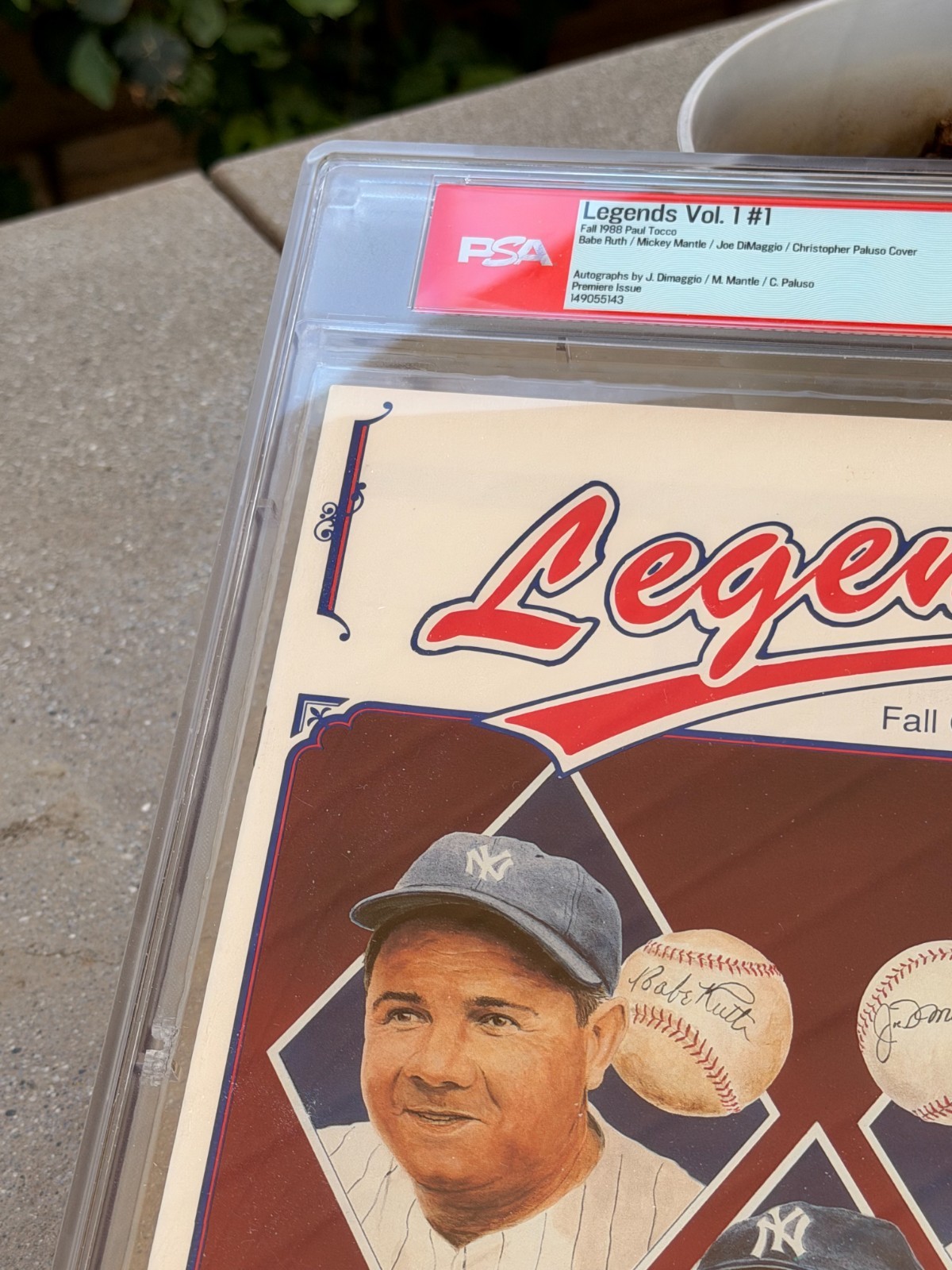Mantle & Dimaggio signed Volume 1 Legends Magazine Authenticated by PSA a 10. view 6