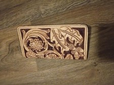 Handmade Leather Roper Wallet   Western Floral, Hand Tooled
