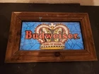 Vintage Budweiser King Of Beers Foil Crown Faux Stained Glass Bar Bud Beer Sign