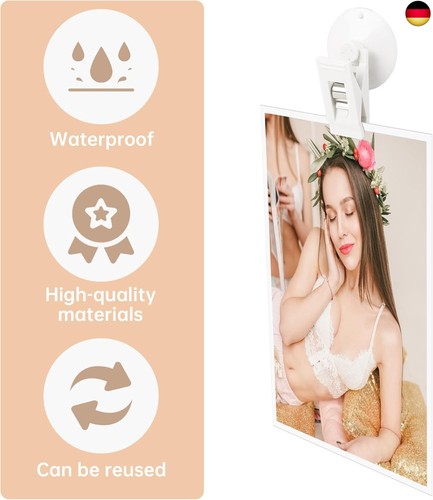 Saugnapf Klammer, 4 Stück Weiß Saugnapf Clip Wasserdicht Duschvorhang Clips M - Bild 4 von 7