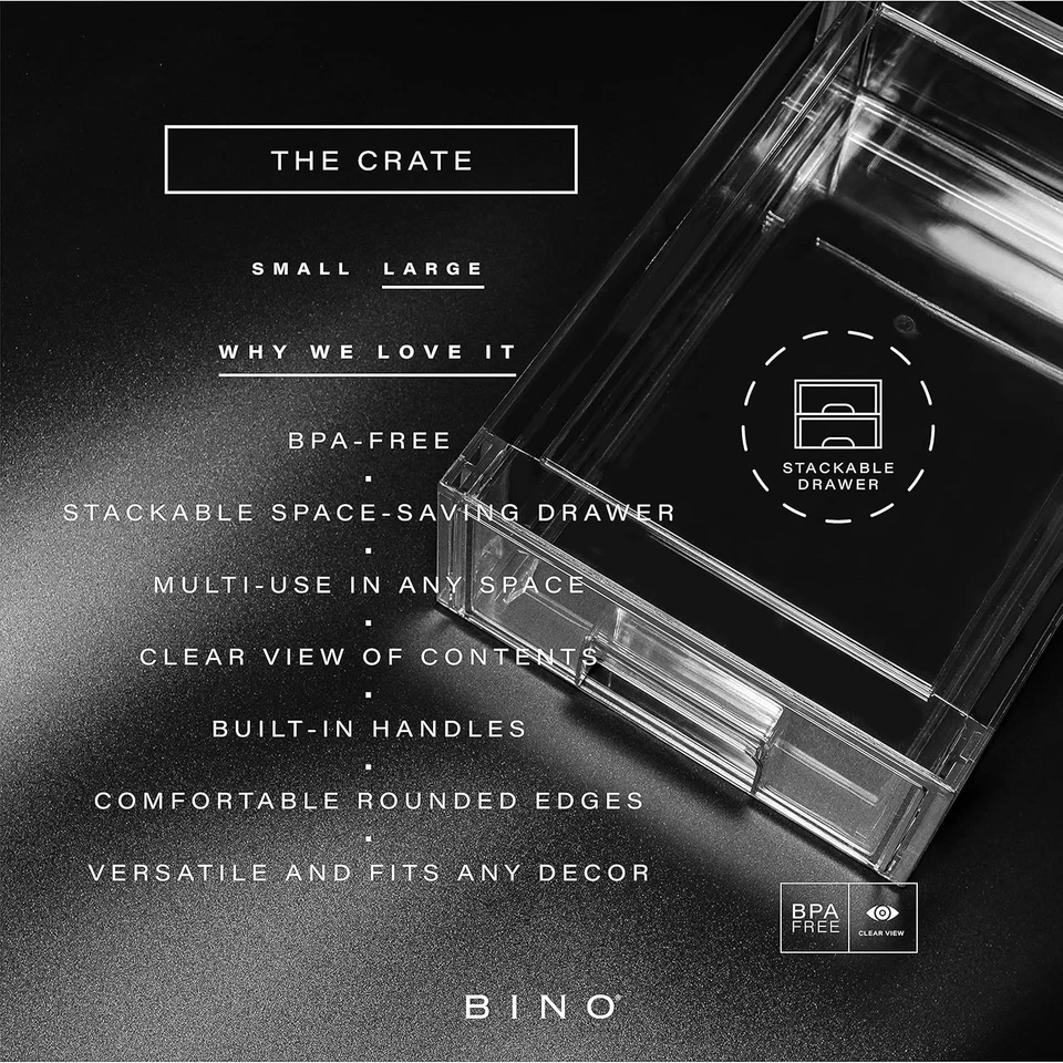 BINO | Cajón de almacenamiento apilable | LA COLECCIÓN CAJA | Transparente grande, Foto 4 de 4