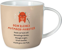 Kaffeetasse Mit Spruch 300 Ml Porzellan Tasse Mutmach-Monster, Weiß