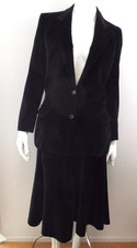 Vintage Giorgio Armani Black Velvet Skirt Suit Blazer Jacket 42 Italy 1980s 90s