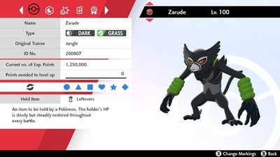 Zarude 6IVS Pokemon Sword and Shield
