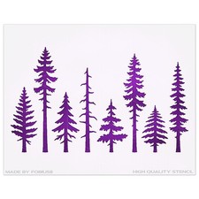 Pine Forest Stencil Set - Evergreen Trees Christmas Woodland Mylar Template