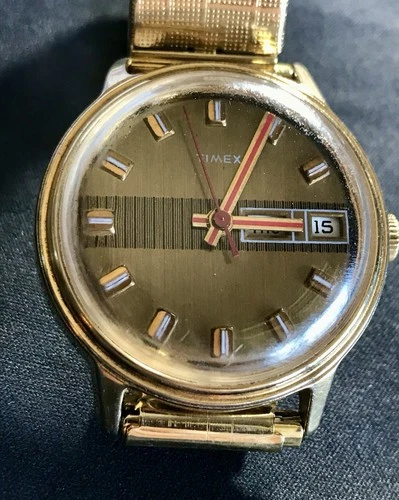 Vintage Timex Mercury 1974 Hand-Wind Mens Watch Day/Date Runs, 3N