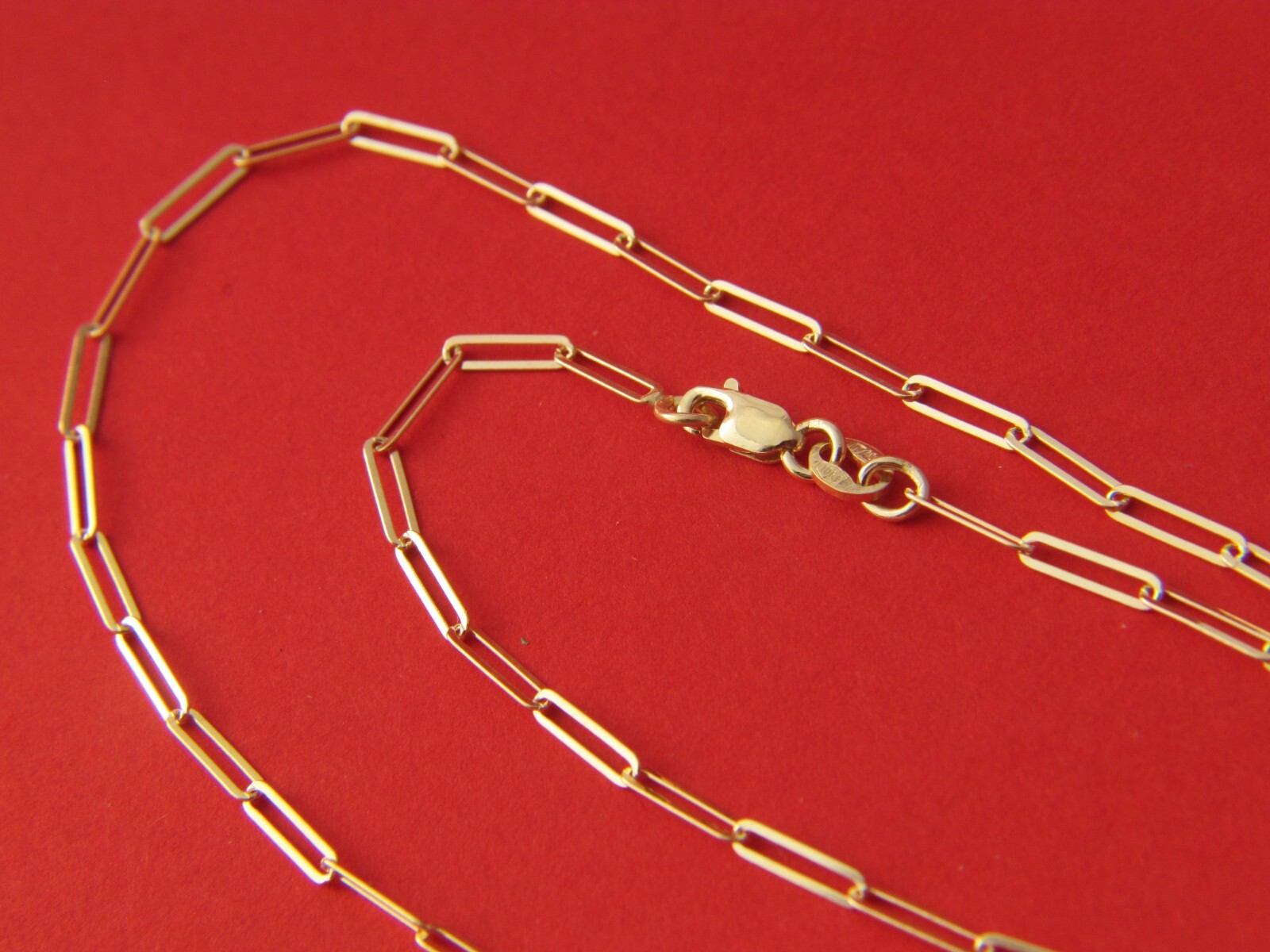 Solid 10K Yellow Gold Paperclip Chain Necklace 2mm real gold with