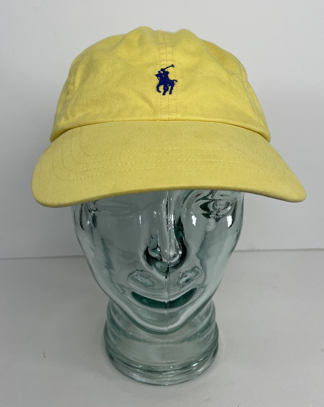 Cappello Vintage Polo Ralph Lauren GIALLO Berretto Navy Pony Regolabile Pelle Cinturino Schiena