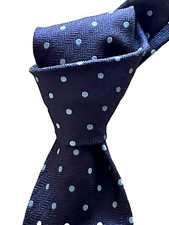  280 NWT TOM FORD Navy w/ blue spots mens 3.6" Herringbone Silk neck Tie Italy