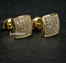 1.5ct D/VVS Natural Moissanite Men's Pave Square Stud Earring 925 Silver