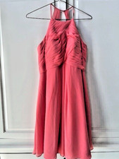 Azazie Dressy Sheer Fabric, Pleated details, Peachy Pink/ Size 12