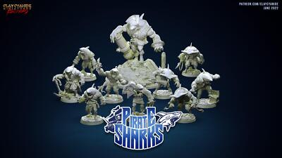 3D Printed Clay Cyanide Pirate Sharks Factions Tribes Wargrounds Ragnarok D&D