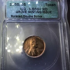 🔥SALE 🔥Dan Carr/Grove Minting🔥ERROR - Minted-1955 Rotated-Double-Die(POP-1)