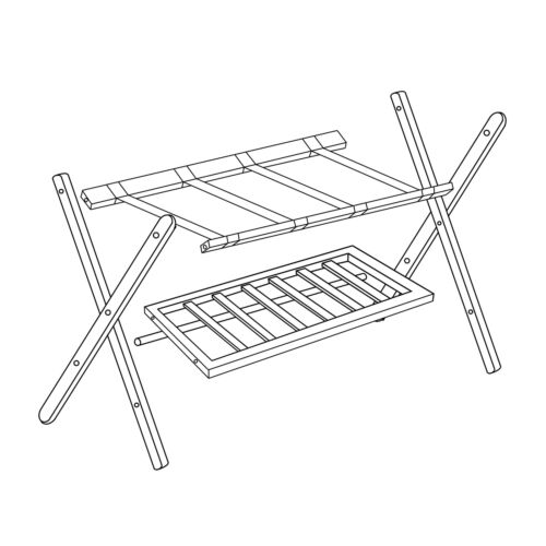 relaxdays Porte-Valise Pliant Bois H x L x P 545 x 66 x 445 cm 2 étagères Re... - Foto 9 di 9