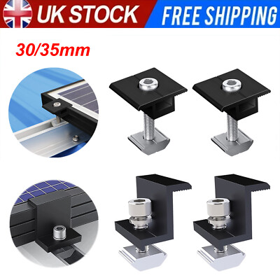 Aluminium Solar Panel Roof Mounting Rail Brackets End/Middle Clamp ...