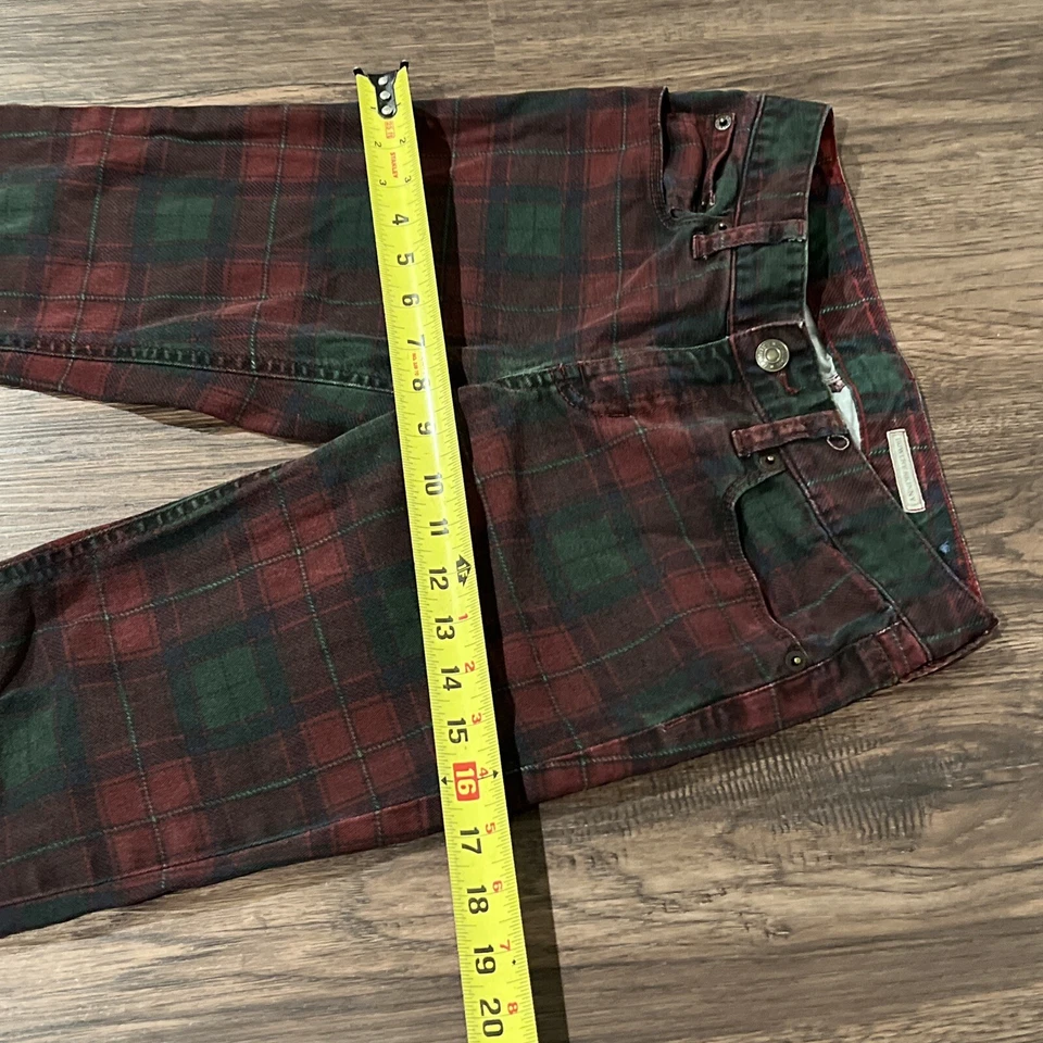 Ralph Lauren Red and Green Plaid Bowery Skinny Girls Jeans Size 14 - Image 3 of 4