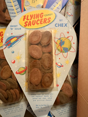 Rare Vintage 50s 60s Flying Saucer Candy by Chex Original Packaging Display Only
