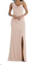 After Six NWT Asymmetrical One Shoulder Draped Cowl Maxi Dress Sz 0 Color Cameo