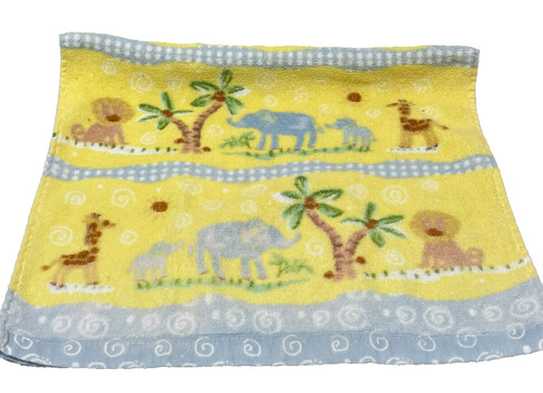 Divatex Kids Cotton Terry Cloth Towel Yellow Jungle Lion Giraffe Elephant