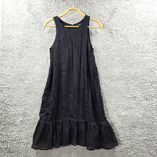 Decjuba Womens A-line Dress Size 8 Black Sleeveless Lace Ruffle Trim Knee Length