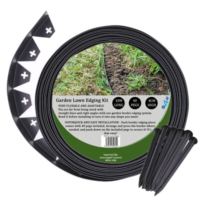 Flexible Gartenumrandung Umrandung 10m Gras Rasenkante Wegrand Kunststoff mit Heringen