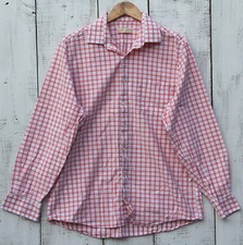 MICHAEL KORS Men's Sz L 16.5 x 34/35 Pink White Casual Button Up Shirt