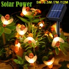 50 LED Solar Powered Bee String Lights Outdoor Yard Garden Decor Waterproof Lamp