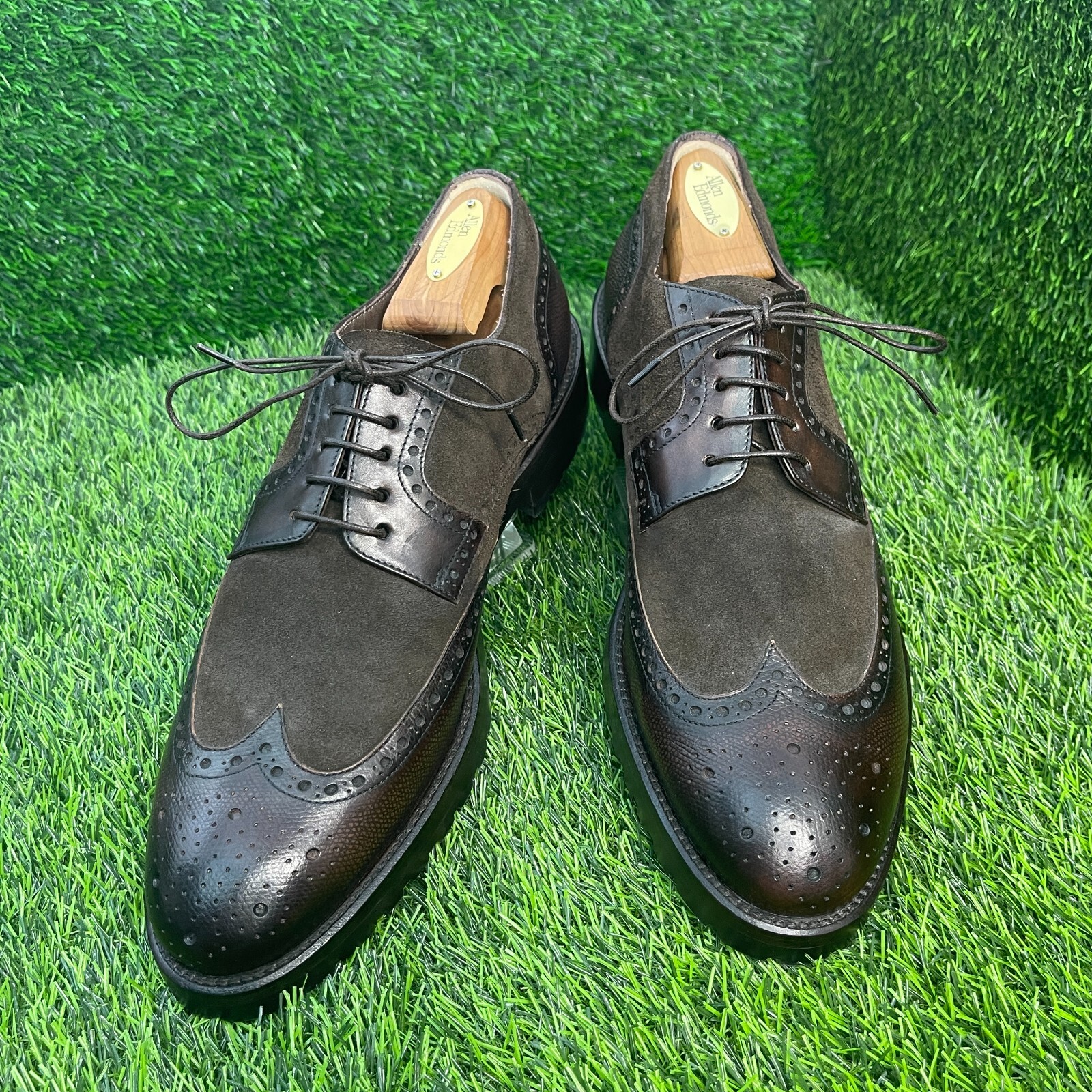 SAOLA Derby uomo Sutor Mantellasi marrone scamosciato pelle punta alare taglia US10 UK9 stringato