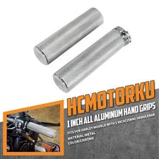 Chrome 1" Aluminum Handlebar Hand Grips For Harley Touring Road King Glide 96-07