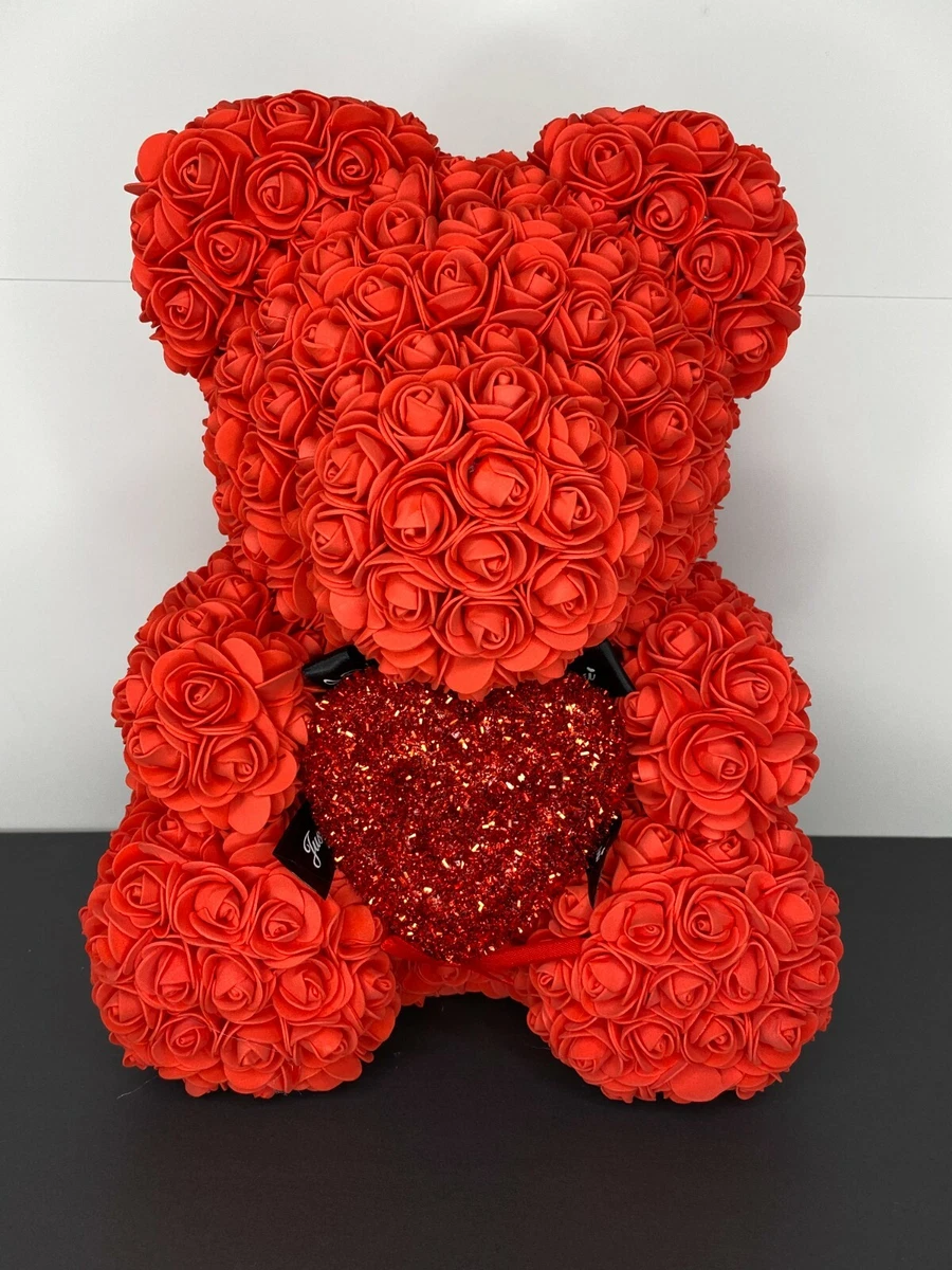 Large Teddy Bear Rose Red Color With Shiny red Heart Valentines day gifts 15 in