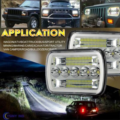 Pair For Chevy Express Cargo Van 1500 2500 3500 7x6 5x7 LED Headlights Hi/Lo DRL