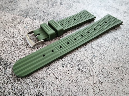Genuine FKM Rubber Waffle Watch Strap Band Retro Divers Waterproof 20mm 22mm UK - Picture 36 of 50