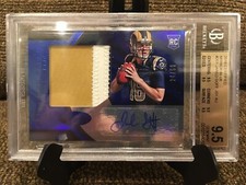 2016 Certified Jared Goff RC Blue 3 Color Patch Auto /50 BGS 9.5 GEM MINT W/10 