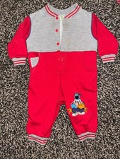 Vintage 12 Month Cookie Monster Baseball Sesame Street Jumpsuit 1990