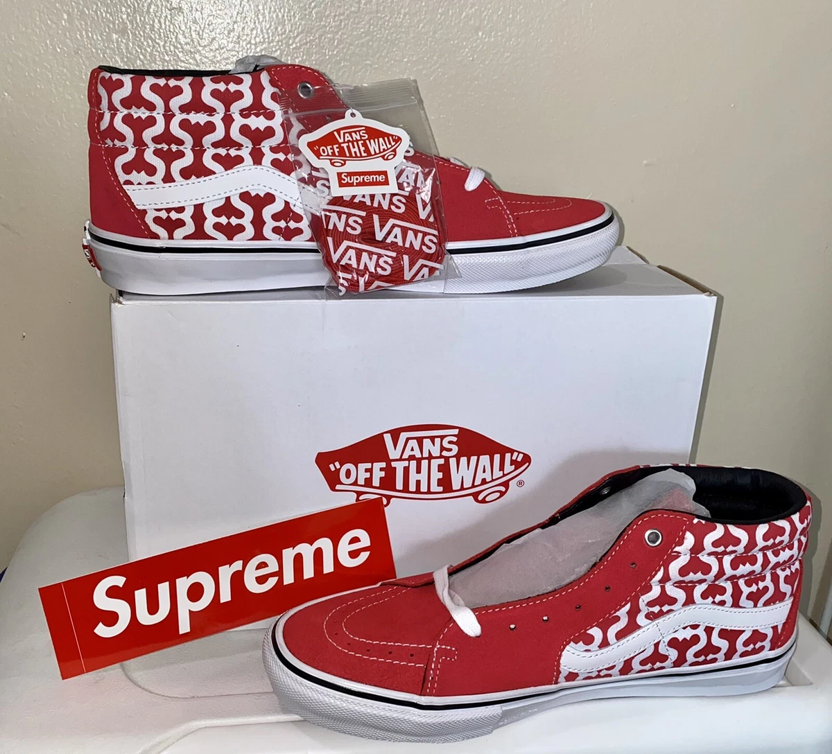 Supreme Vans Skate Grosso Mid Monogram S Logo Red size 13 us Free