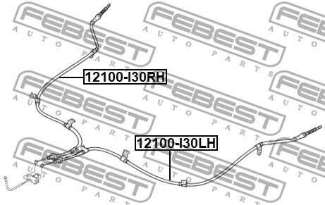 12100-I30LH FEBEST Cable, parking brake for HYUNDAI,HYUNDAI (BEIJING),KIA