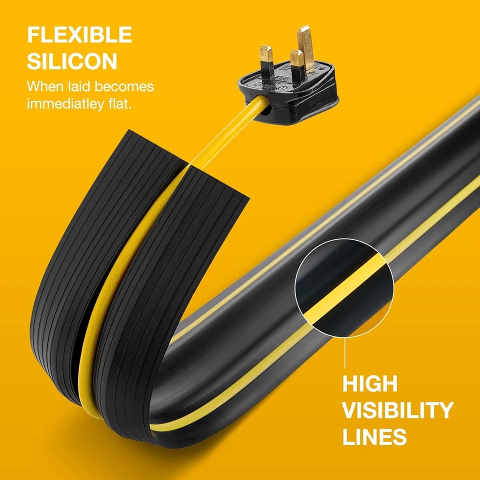 Deeba UK Floor Cable Cover Protector with Pack of Cable Ties Heavy Duty Wire 10M - Image 3 of 4