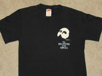 PHANTOM Of The Opera Glow In The Dark Small Mask T-SHIRT Mens S 2000s Print 1986