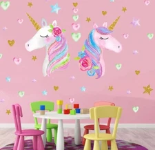 Unicorn Wall Decal, Large Size  Wall Sticker Décor for Gils Kids Bedroom