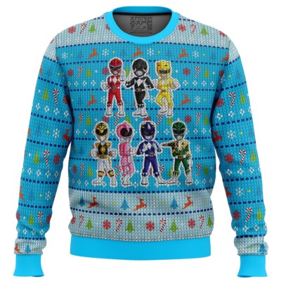 Power Rangers Mighty Morphin Chibis Ugly Christmas Sweater Festive Gift for Fans