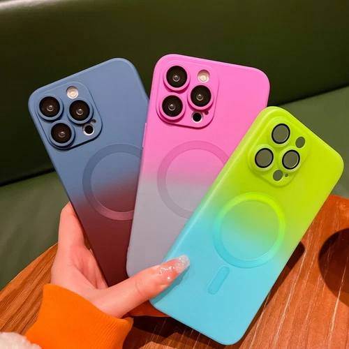 Case For iPhone 16 15 14 Pro Max 13 12 Magsafe Gradient Magnetic Silicone Cover - Picture 11 of 19