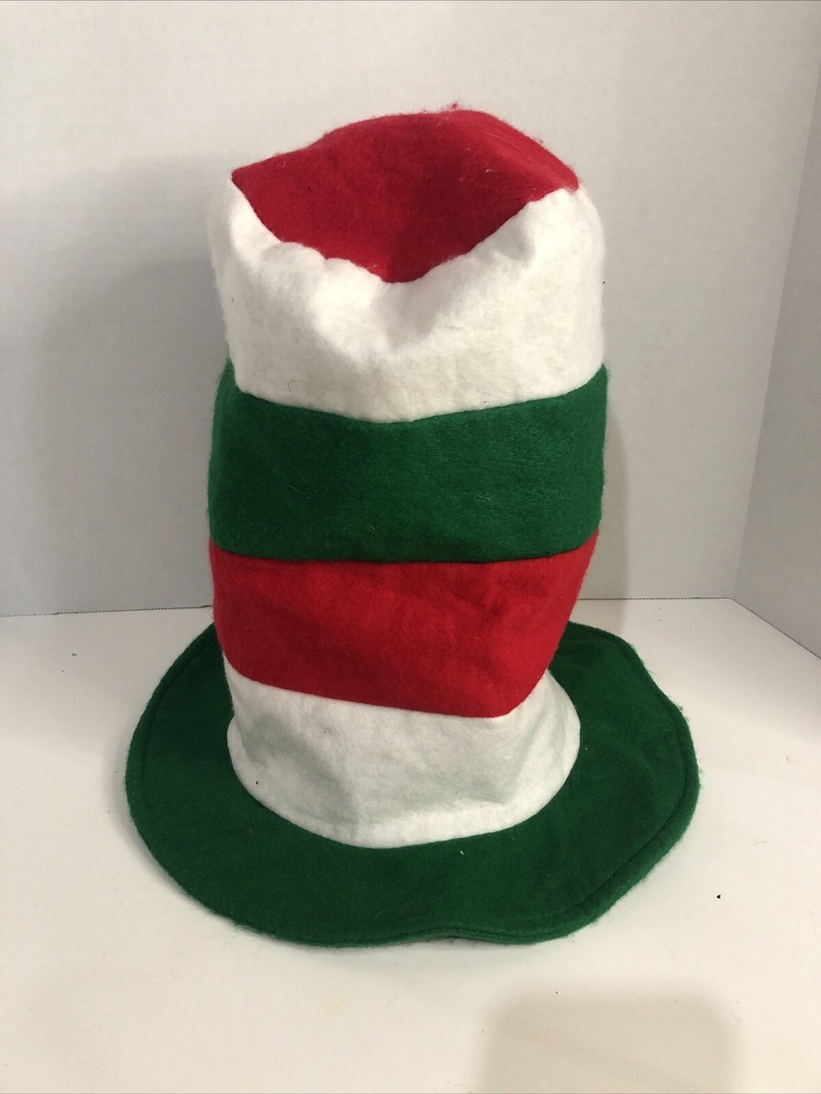 VTG 90s Tall Felt Geen, White, And Red. Stovepipe Top Hat | eBay