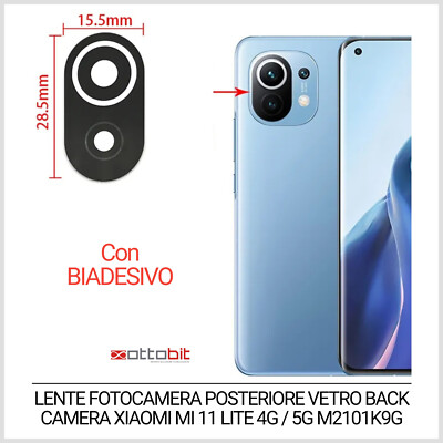 LENTE FOTOCAMERA POSTERIORE VETRO BACK CAMERA XIAOMI MI 11 LITE 4G / 5G M2101K9G - Foto 7