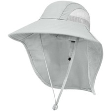 Kids Sun Hat UPF50 Summer Beach Play Sun Protection Hats One Size Light Grey