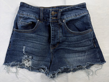 Women's Size 3 No Boundaries Button Fly Blue Cut-Off Jean Shorts