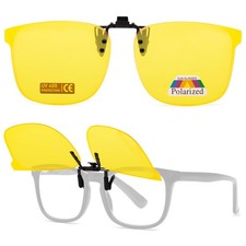 Polarized Clip-On Night Driving Sunglasses UV400 Anti-Glare Lenses with Metal...
