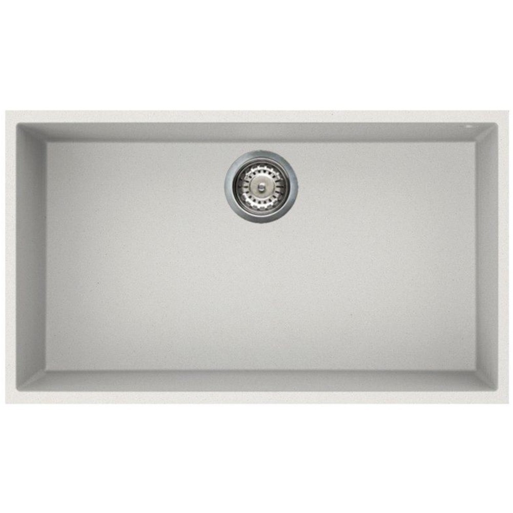 Reginox Elleci Quadra Kitchen Sink Single Bowl White Granite Undermount Waste