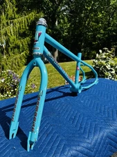 1988 Mongoose M1 Mini Frame & Fork w/headset Old School BMX Turquoise Blue