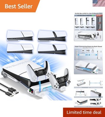 PS5 Slim/Pro Horizontal Cooling Stand with Dual Controller Charger, 18x6