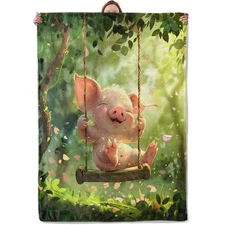 Cute Pig Blanket, Animal Pig Themed Flannel Blanket Gifts for Women, Soft War...